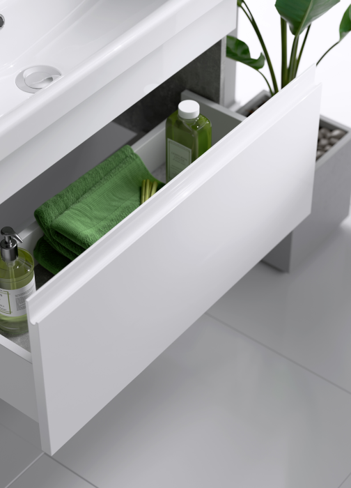 Тумба с умывальником в комплекте подвесной Aqwella Smart 80 бетон светлый