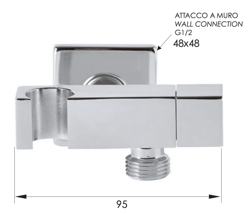 Держатель ручного душа с подключением шланга и запорным вентелем Remer 336S, хром
