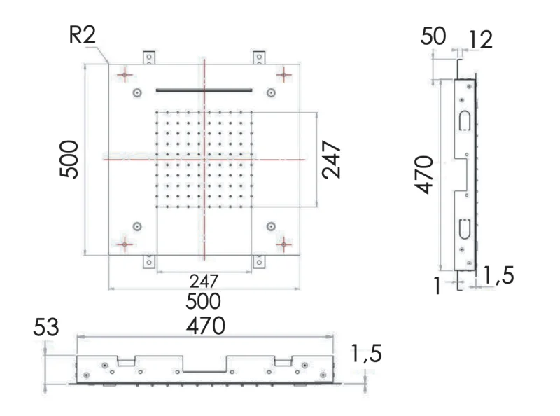 Верхний душ потолочный 50 см Remer 357SFS50NC, хром