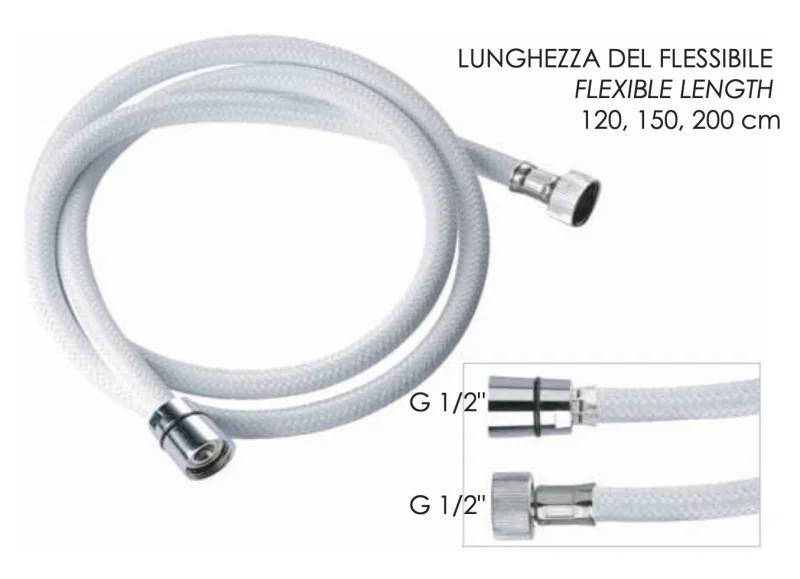 Шланг для душа ПВХ 120 см Remer 332CNNB120, белый