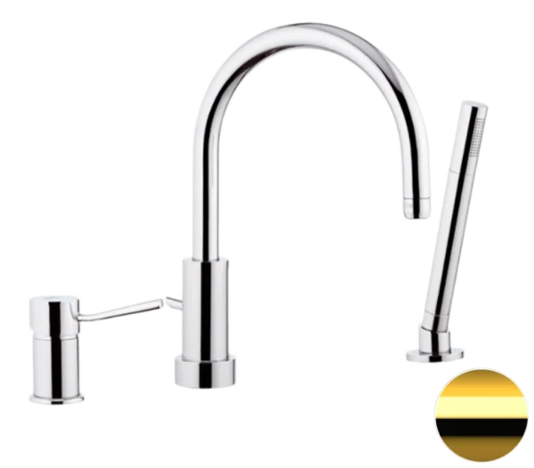 Смеситель для ванны Remer Minimal N072DO, золото глянцевое