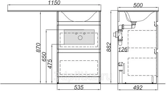 Тумба напольная Aqwella Forma 115 под умывальник для установки со стиральной машиной левая