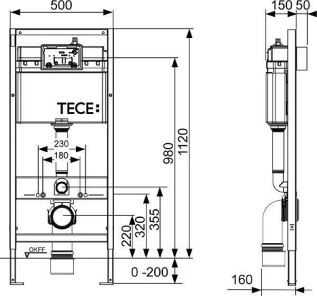 Комплект инсталляция TeceBase с белой кнопкой и унитаз подвесной Pestan Fluenta 49x35,5 Turbo 360° с пневмокрышкой  40013803 + 40013801