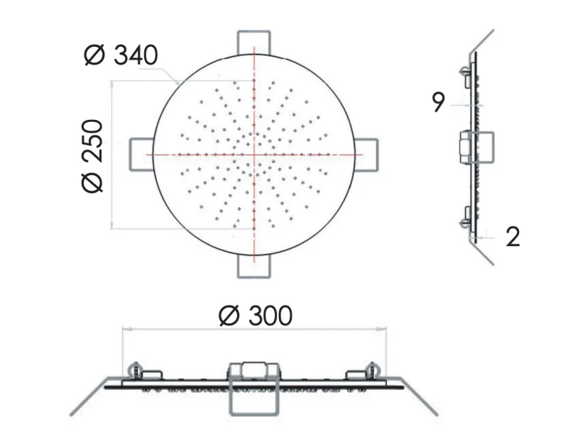 Верхний душ потолочный 34 см Remer 357EFM34BO, белый матовый