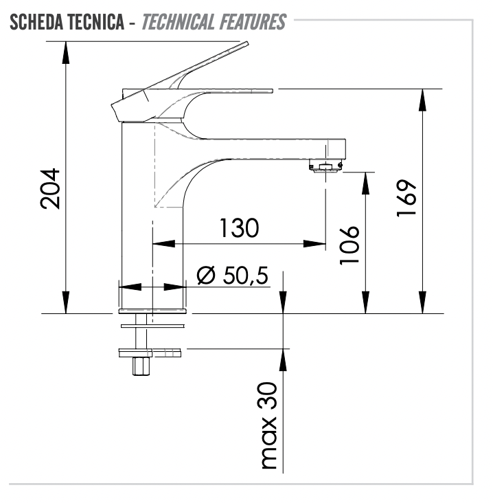 Смеситель для раковины Remer Class Line L11L. хром