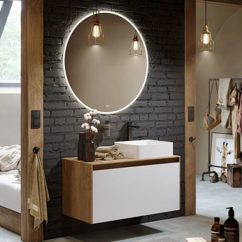 AQWELLA Moon зеркало 60 см с подсветкой, сенсорным выключателем, регулятором освещенности и обогревом