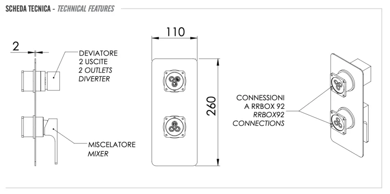 Смеситель для душа Remer Absolute AU92KB, хром