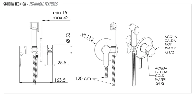 Гигиенический душ со смесителем Remer Winner W65W, хром