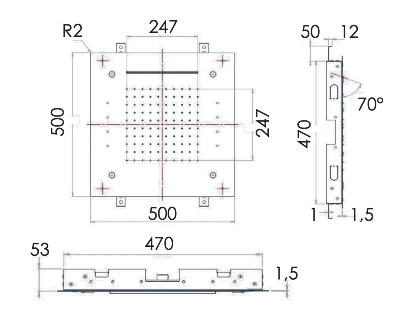 Верхний душ потолочный с подсветкой 50 см Remer INOX SS357RS50NC, хром