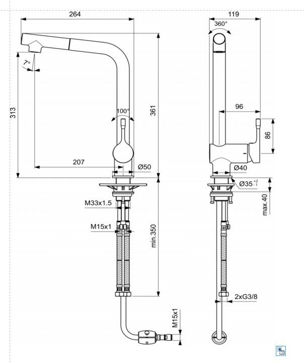 Смеситель Ideal Standard Ceralook для кухонной мойки, хром глянцевый, BC176AA, цвет хром
