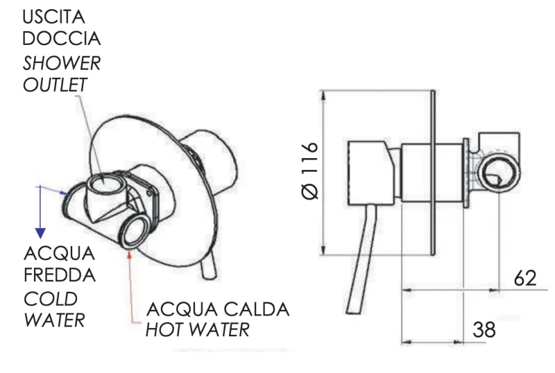 Смеситель для душа Remer Minimal N30L, хром