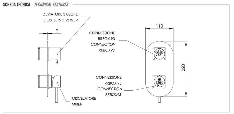 Смеситель для душа Remer X Style X93KBBG, золото брашированное