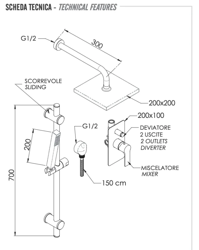Душевая система Remer Energy EY09LS01O, хром
