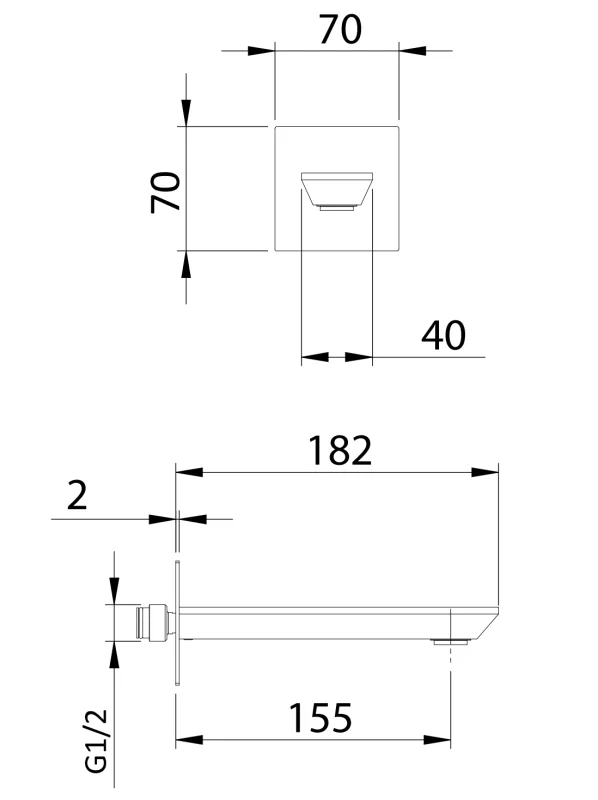 Излив настенный 18 см Remer Edge 91EG, хром