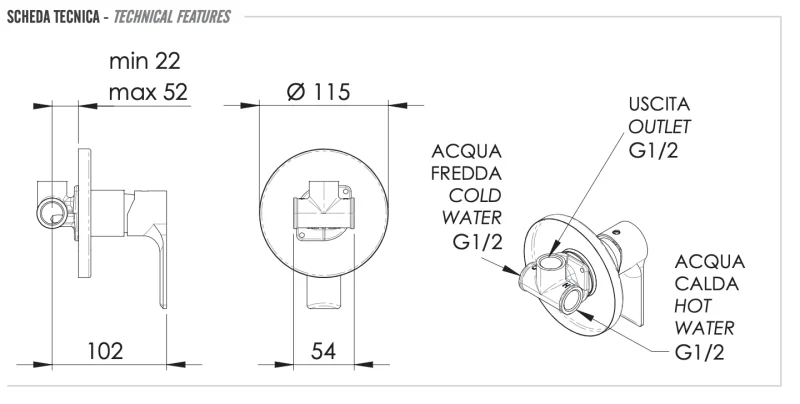 Смеситель для душа Remer Energy EY30, хром