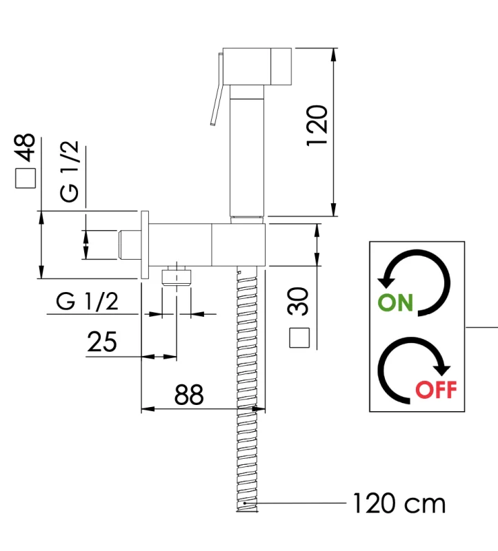 Гигиенический комплект с запорным вентилем Remer 338Q332OS, хром