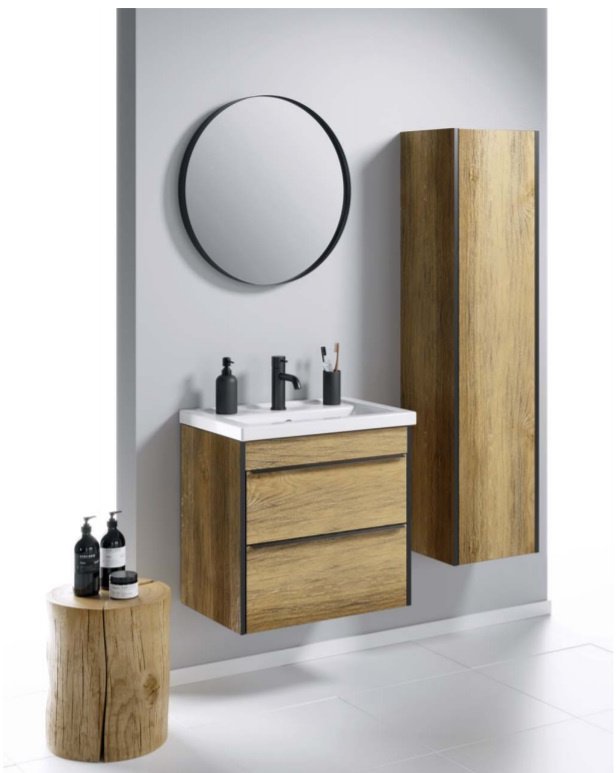 Тумба Aqwella Fargo 60 с умывальником в комплекте дуб балтийский