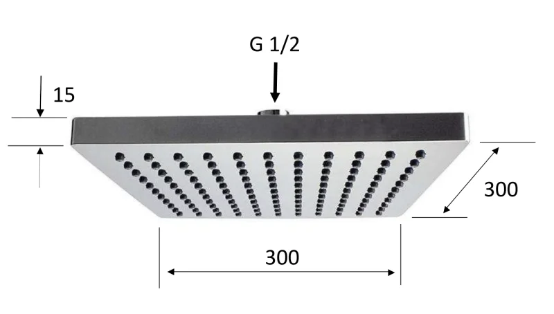 Верхний душ с шарнирным соединением 30 см Remer 356SD30X, хром