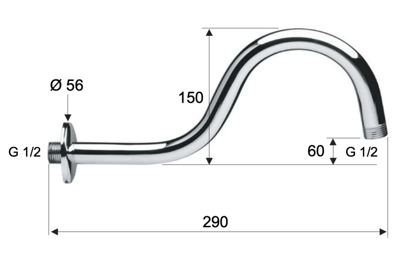 Кронштейн для верхнего душа 29 см Remer 342S, хром