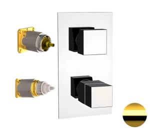 Смеситель термостатический для душа Remer Q-Elegance QT92KBDO, золото глянцевое