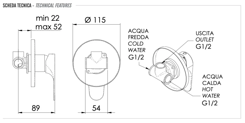 Смеситель для душа Remer Class Line L30, хром