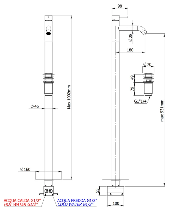 Смеситель для раковины Remer Metrica MC18NO, черный матовый