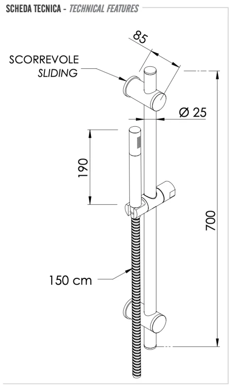 Душевая стойка с ручным душем и шлангом Remer 317G317MM, хром