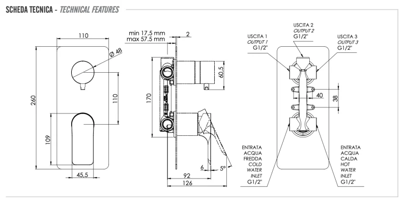 Смеситель для душа Remer Infinity I93, хром