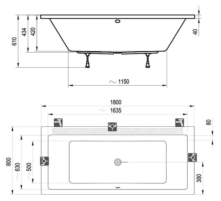 Ванна акриловая Ravak Formy 01 180
