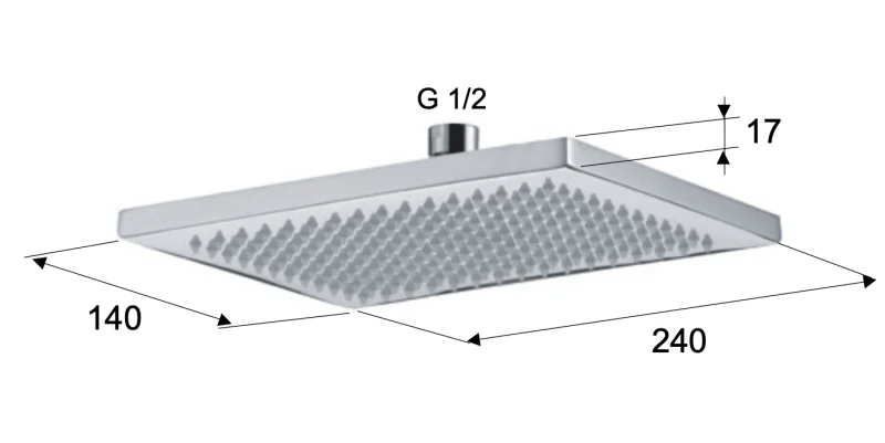 Верхний душ с шарнирным соединением 24x14 см Remer 359WX, хром