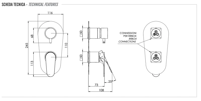 Смеситель для душа Remer Class Line L92KB, хром
