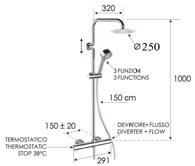 Душевая система термостатическая Remer Elegance EQ32XUFM25, хром