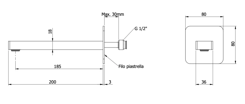 Излив настенный 19 см Remer Slash 91SL, хром