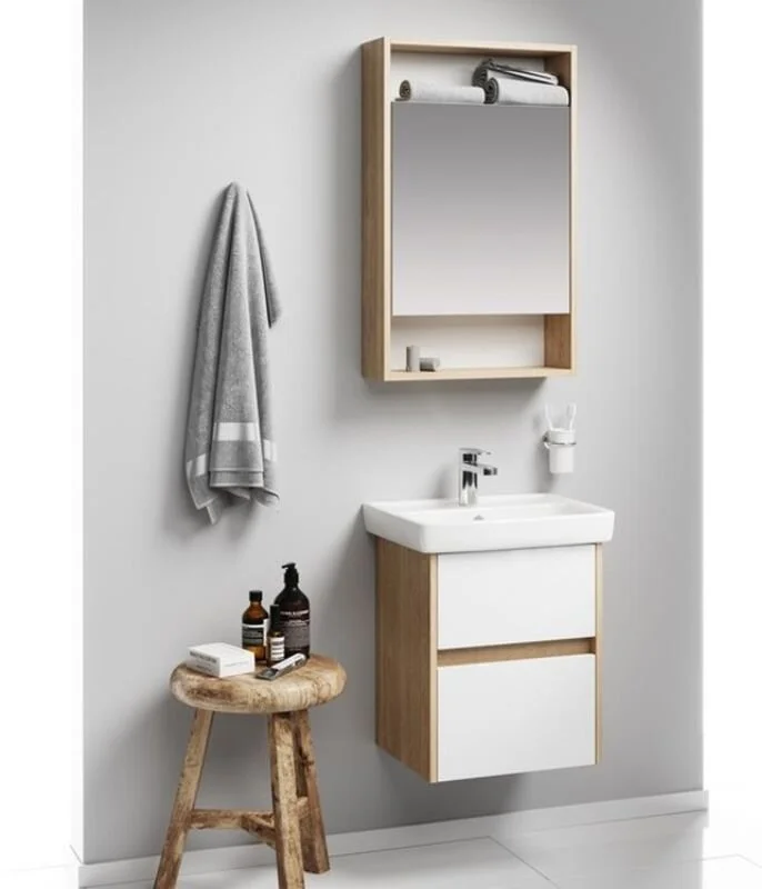 Шкаф с зеркалом Aqwella Сити 50 дуб балтийский