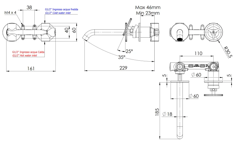 Смеситель для раковины Remer Chrono CH15PLNO, черный матовый