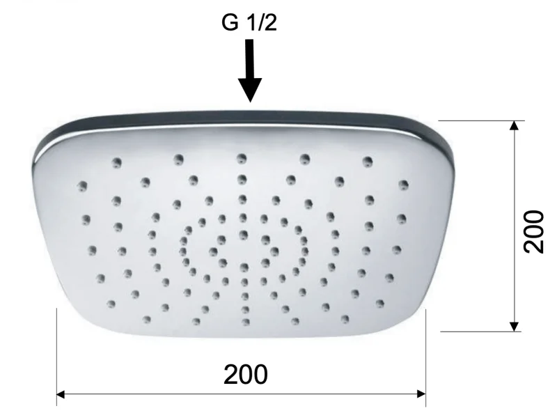 Верхний душ с шарнирным соединением 20 см Remer 356AD20X, хром