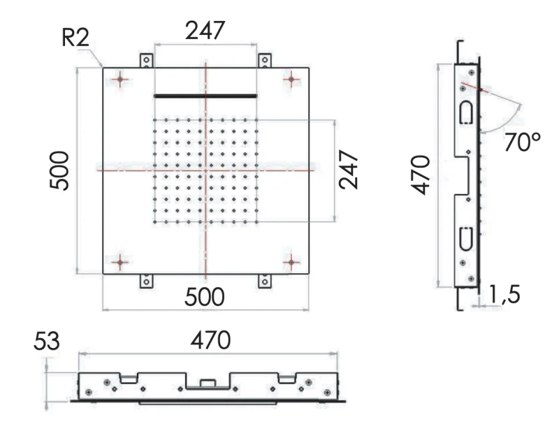 Верхний душ потолочный 50 см Remer 357SFS50C