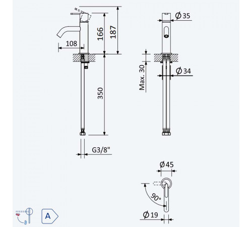 Смеситель для раковины ручка тип 2 Bruma Leaf 167 001 2MG Gunmetal