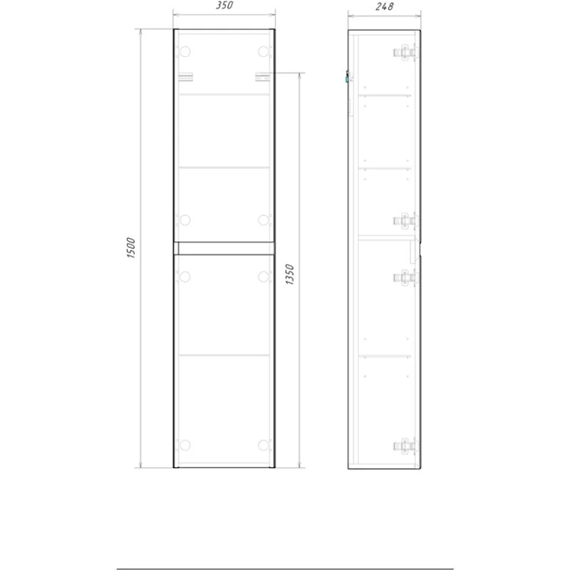 AQWELLA Geometria подвесной пенал 35 см, цвет серый