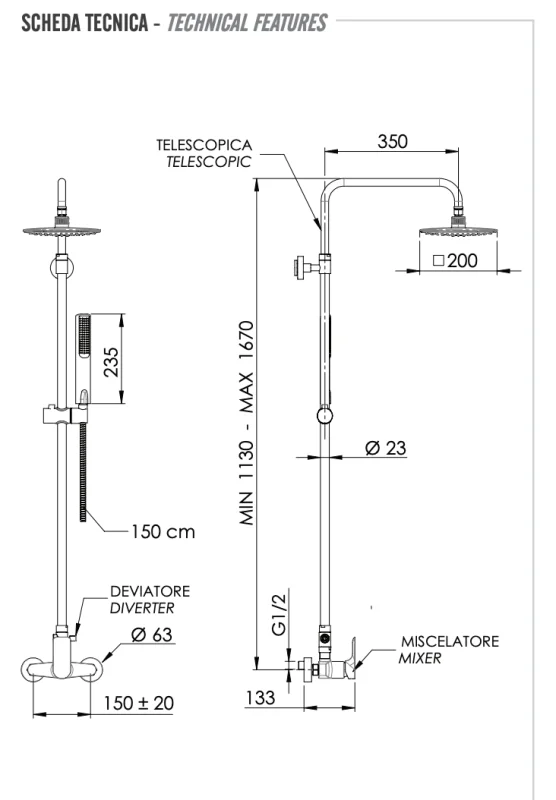 Душевая система Remer Infinity I37A7RV54QI, хром