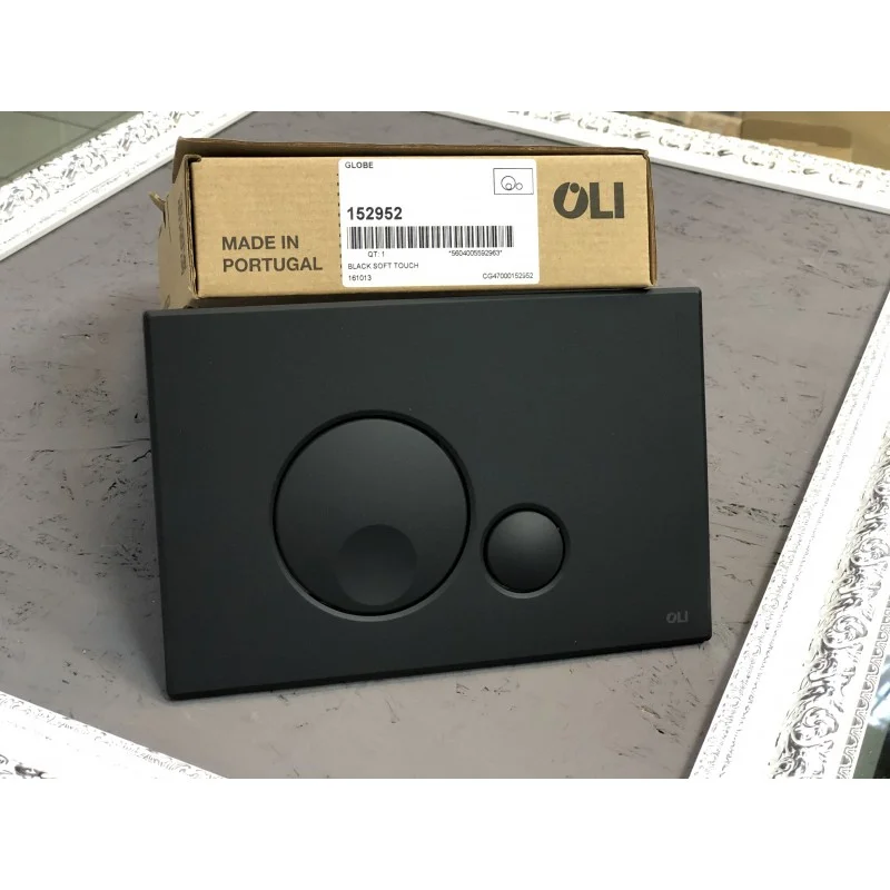 Кнопка смыва механическая OLI Globe 152952 черная soft-touch