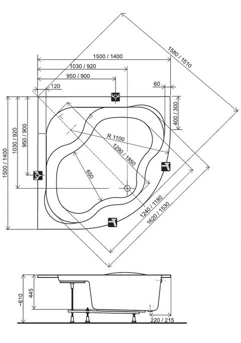 Ванна акриловая Ravak Gentiana (150 см)