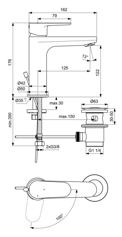 Смеситель Ideal Standard Cerafine Model O для раковины, хром, BC701AA