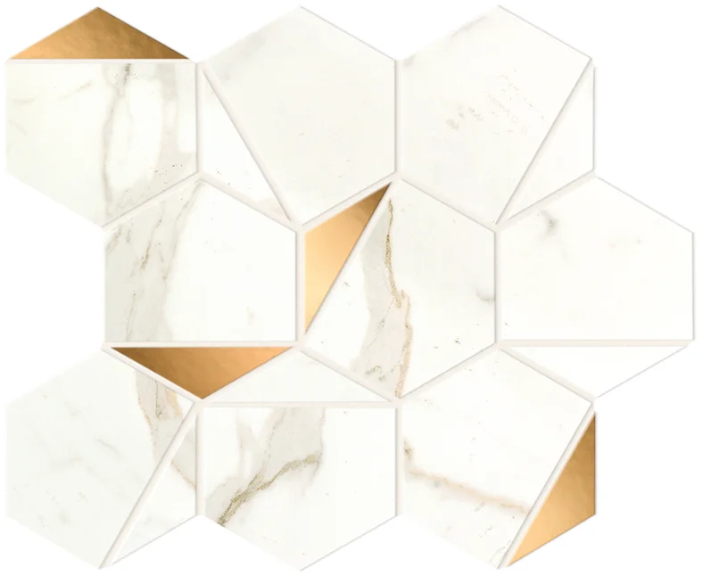 Мозаика Marvel Calacatta Prestigio Gold Hex Shiny Мозаика Marvel Calacatta Prestigio Gold Hex Shiny