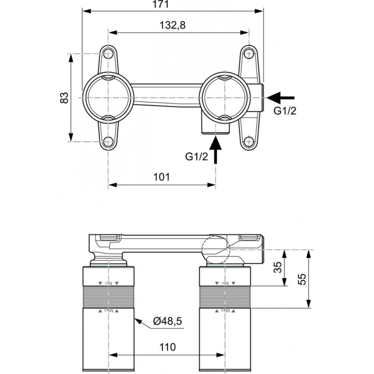 Скрытая часть смесителя Ideal Standard A1313NU