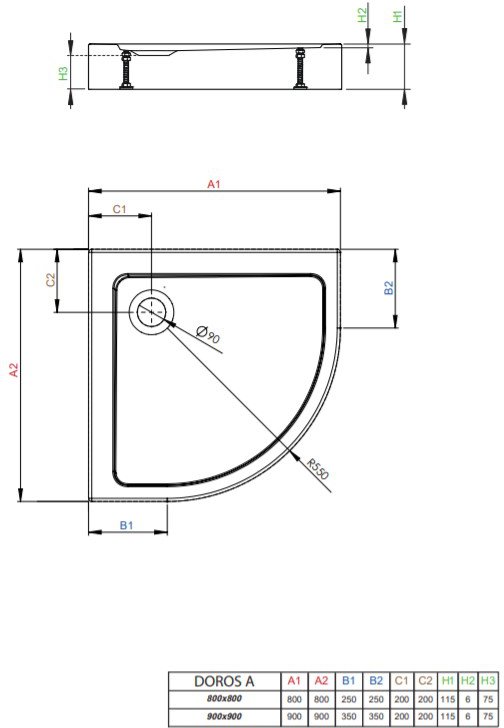 Душевой поддон Radaway DOROS A Compact 90x90