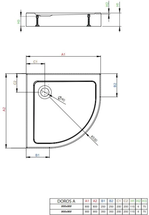 Душевой поддон Radaway DOROS A Compact 90x90