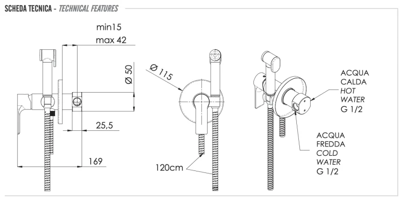 Гигиенический душ со смесителем Remer Energy EY65WBO, белый матовый