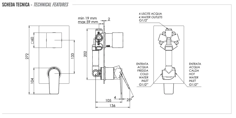 Смеситель для душа Remer Dream D94, хром