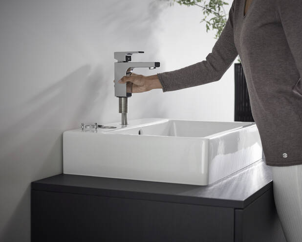 Смеситель для раковины Hansgrohe Vernis Shape 100, без донного клапана, хром, 71569000